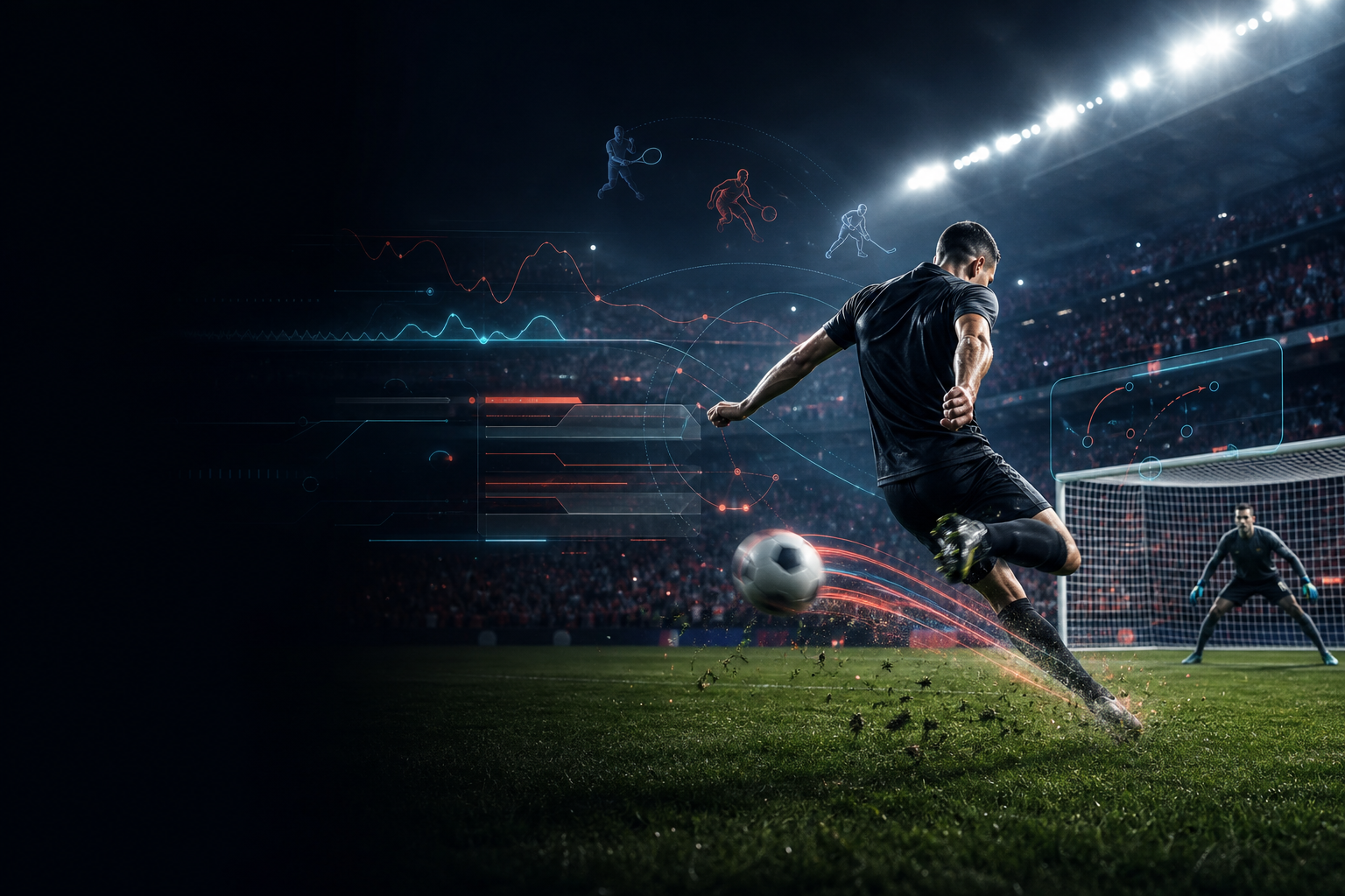 Football match displayed with live odds, statistics and sportsbook information